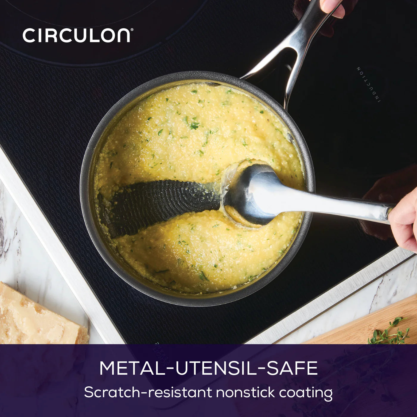 Circulon Clad Saucepan with Lid – 16cm or 20cm Stainless Steel - Mustard