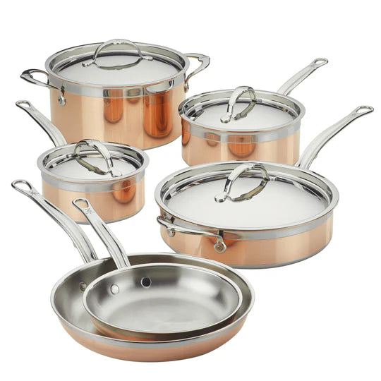 Hestan CopperBond 6 Piece Cookware Set – Copper Core Induction Suitable - Mustard