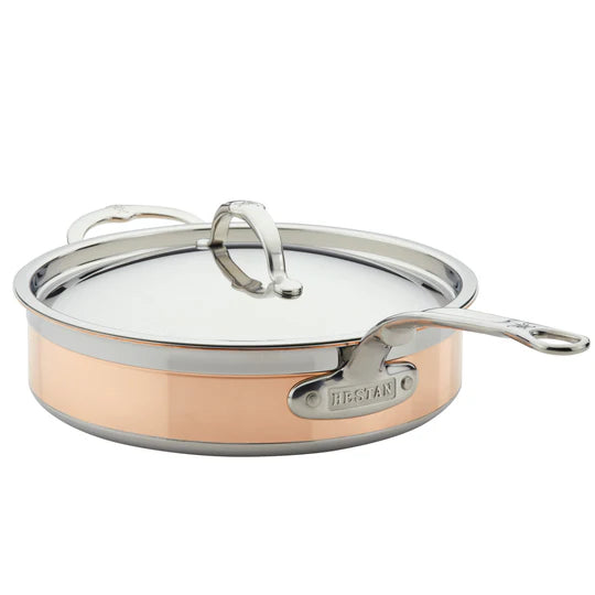 Hestan CopperBond Sauté Pan with Lid & Helper Handle – 26cm 3.3L - Mustard