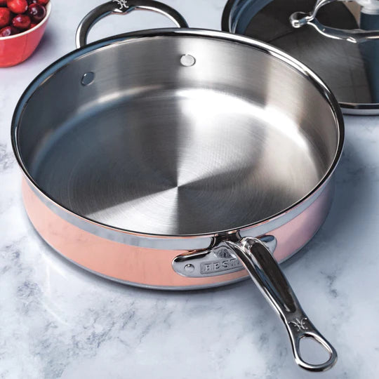 Hestan CopperBond Sauté Pan with Lid & Helper Handle – 26cm 3.3L - Mustard