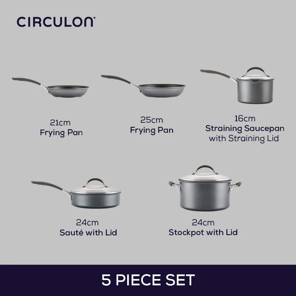 Circulon ScratchDefense 5 Piece Cookware Set – Non-Stick Induction Suitable - Mustard