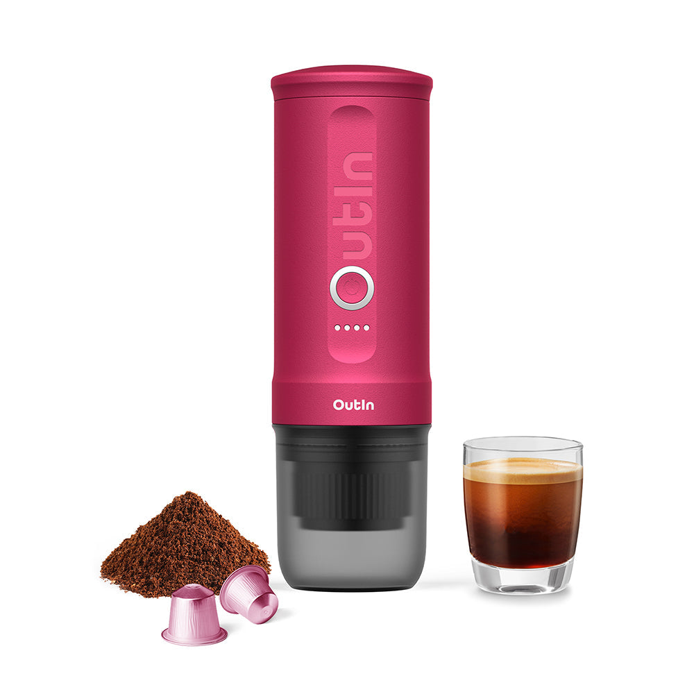 OutIn Nano Portable Espresso Machine – Fuchsia Pink - Mustard