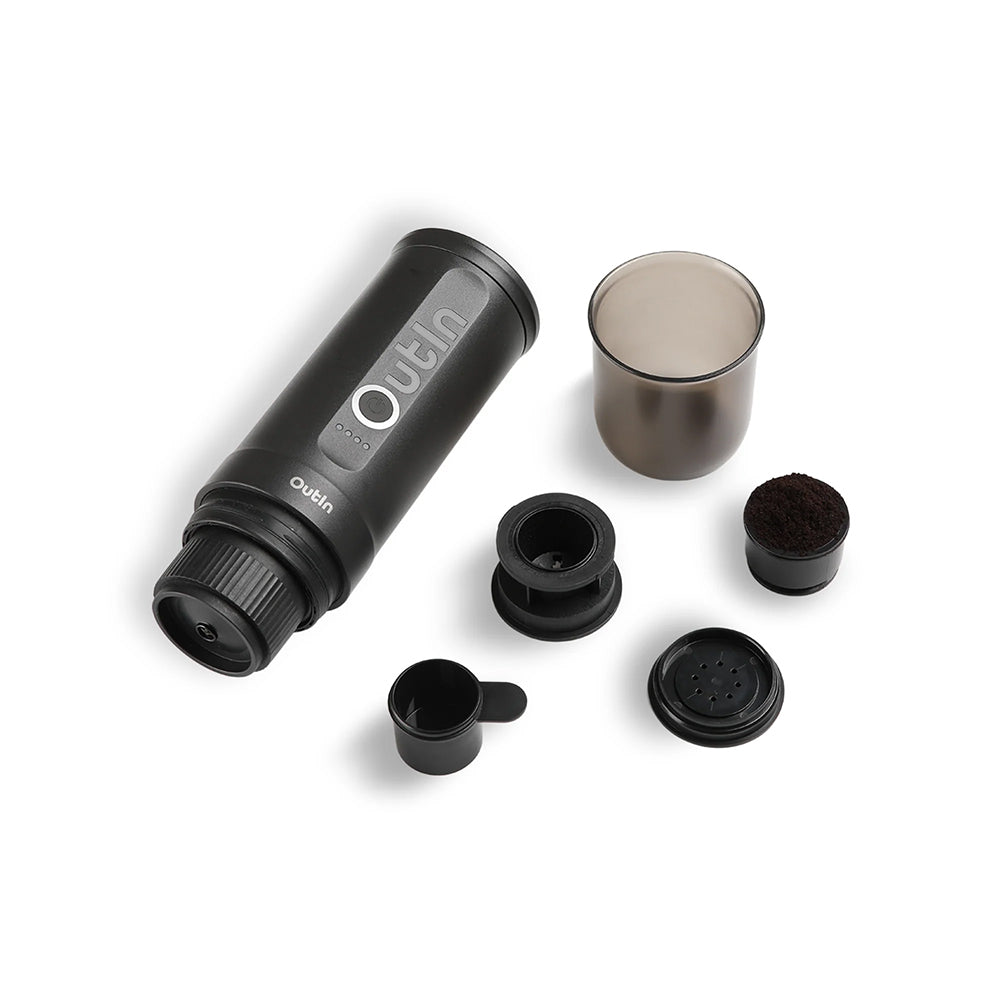 OutIn Traveler Nano Portable Espresso Machine Gift Set (Space Grey) - Mustard