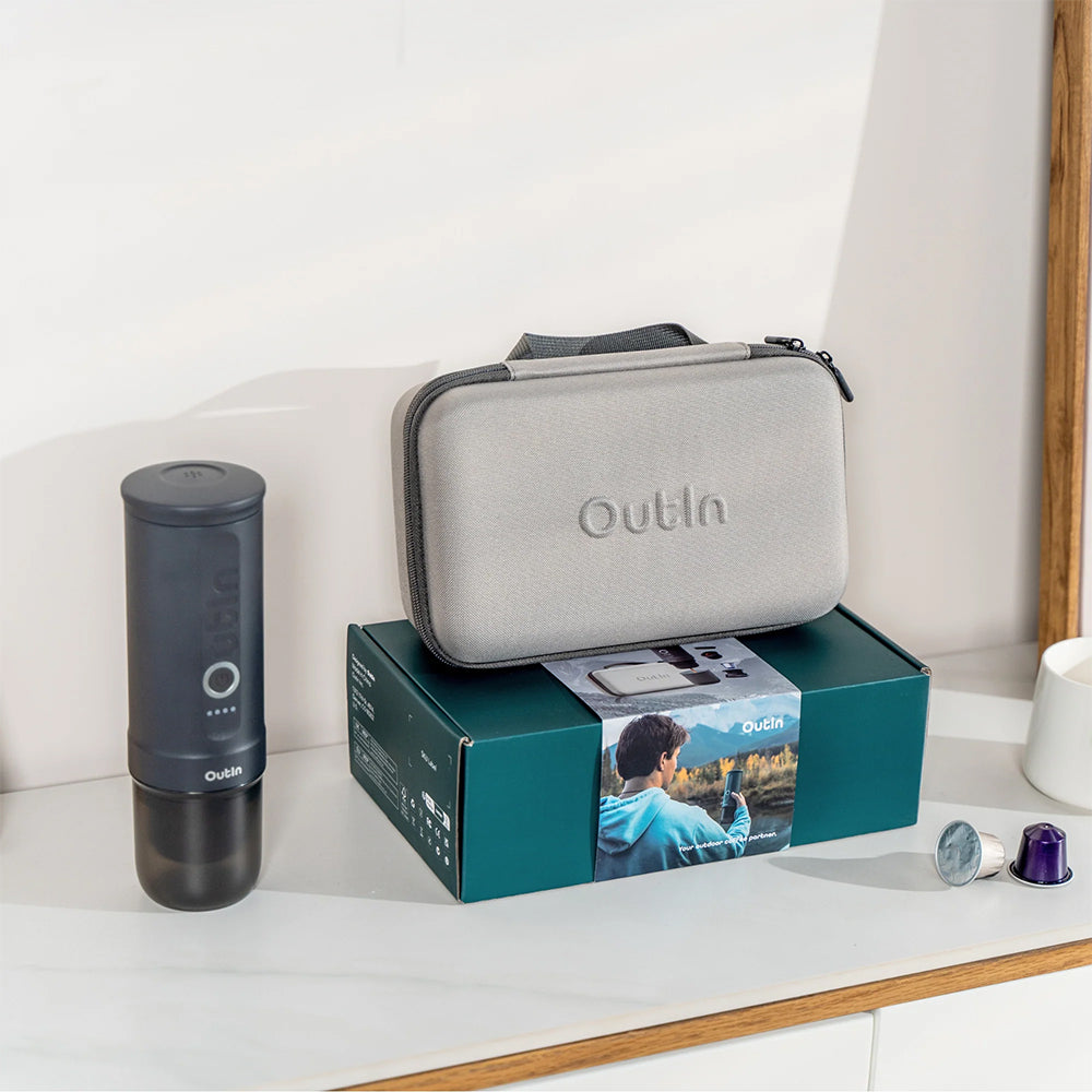 OutIn Traveler Nano Portable Espresso Machine Gift Set (Space Grey) - Mustard