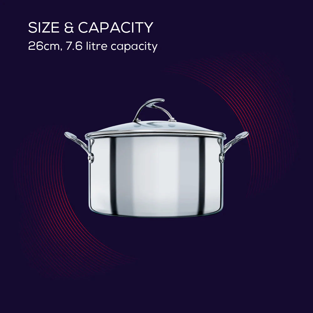 Circulon SteelShield Stockpot with Lid – 7.6L Stainless Steel Non-Stick - Mustard