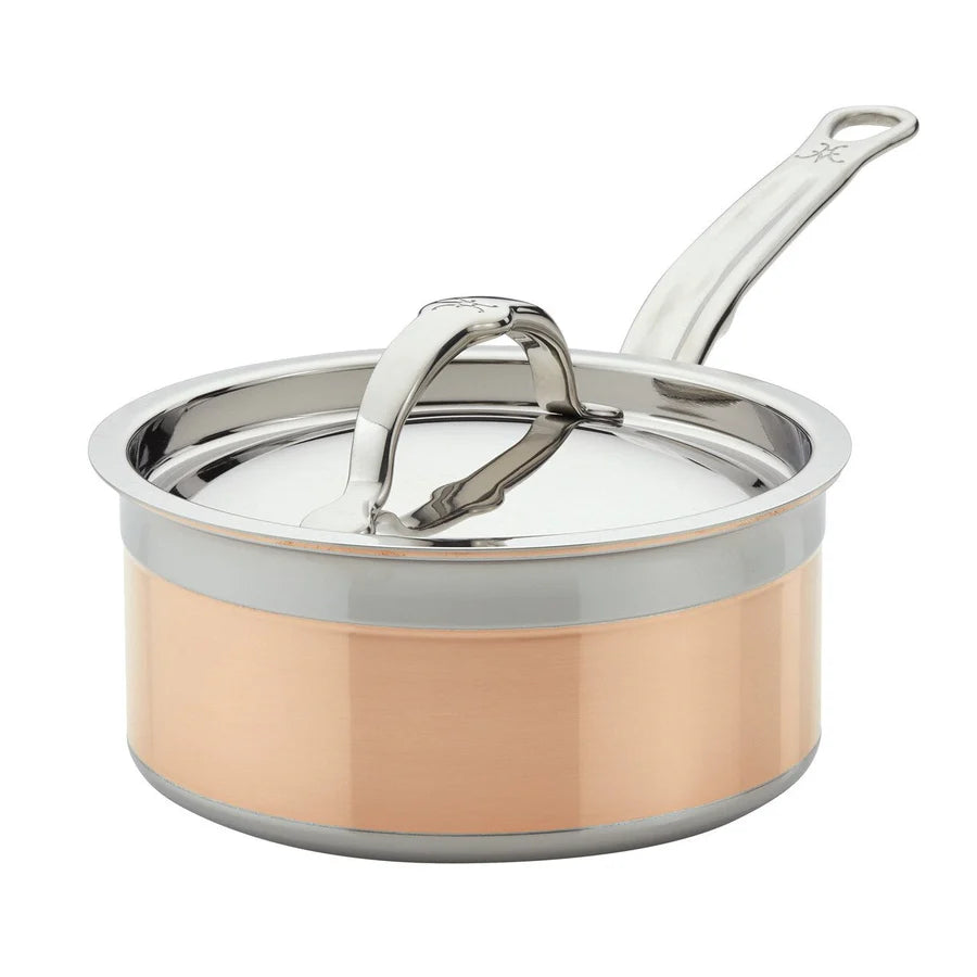 Hestan CopperBond Copper Saucepan with Lid – 16cm, 18cm, 20cm or 22cm - Mustard