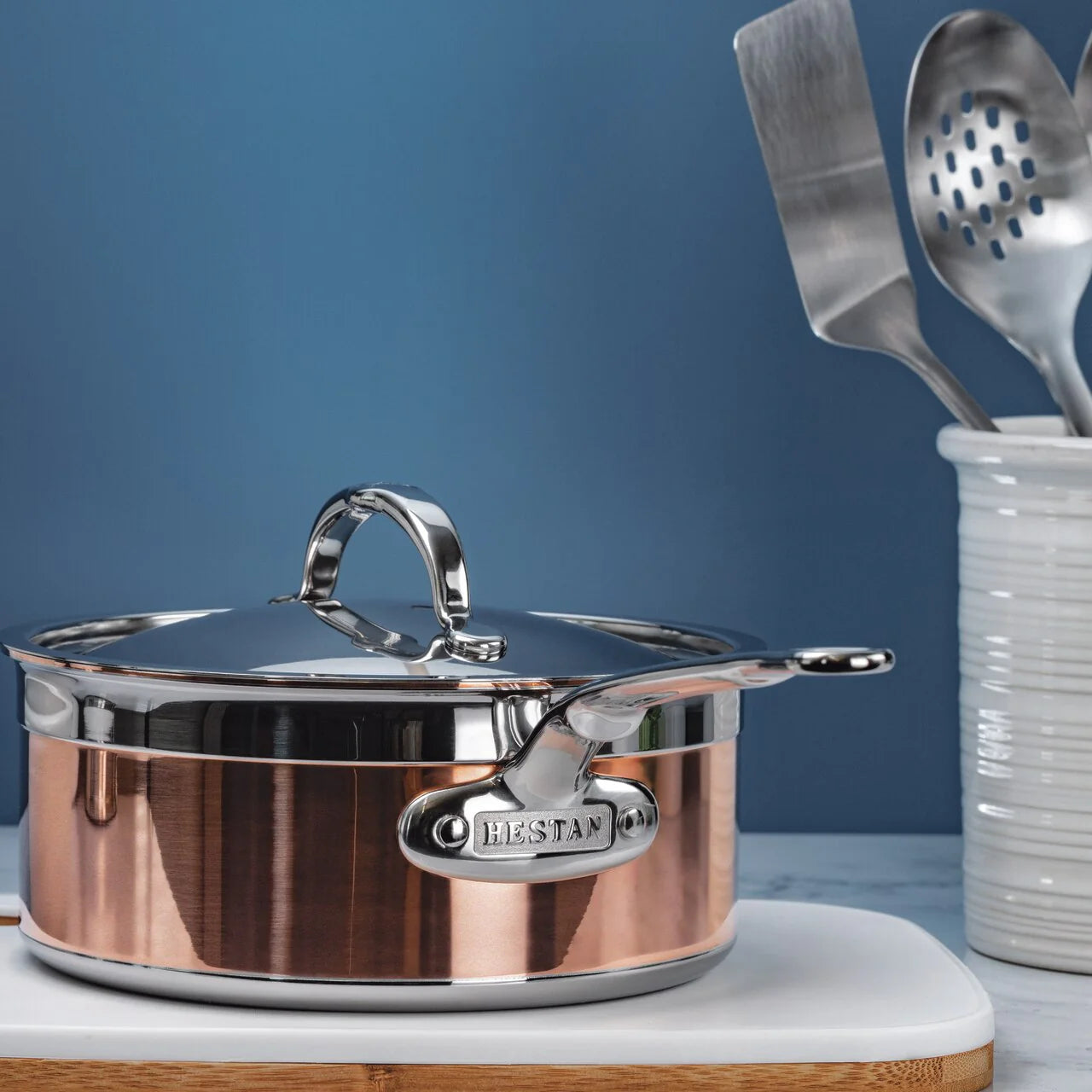 Hestan CopperBond Copper Saucepan with Lid – 16cm, 18cm, 20cm or 22cm - Mustard