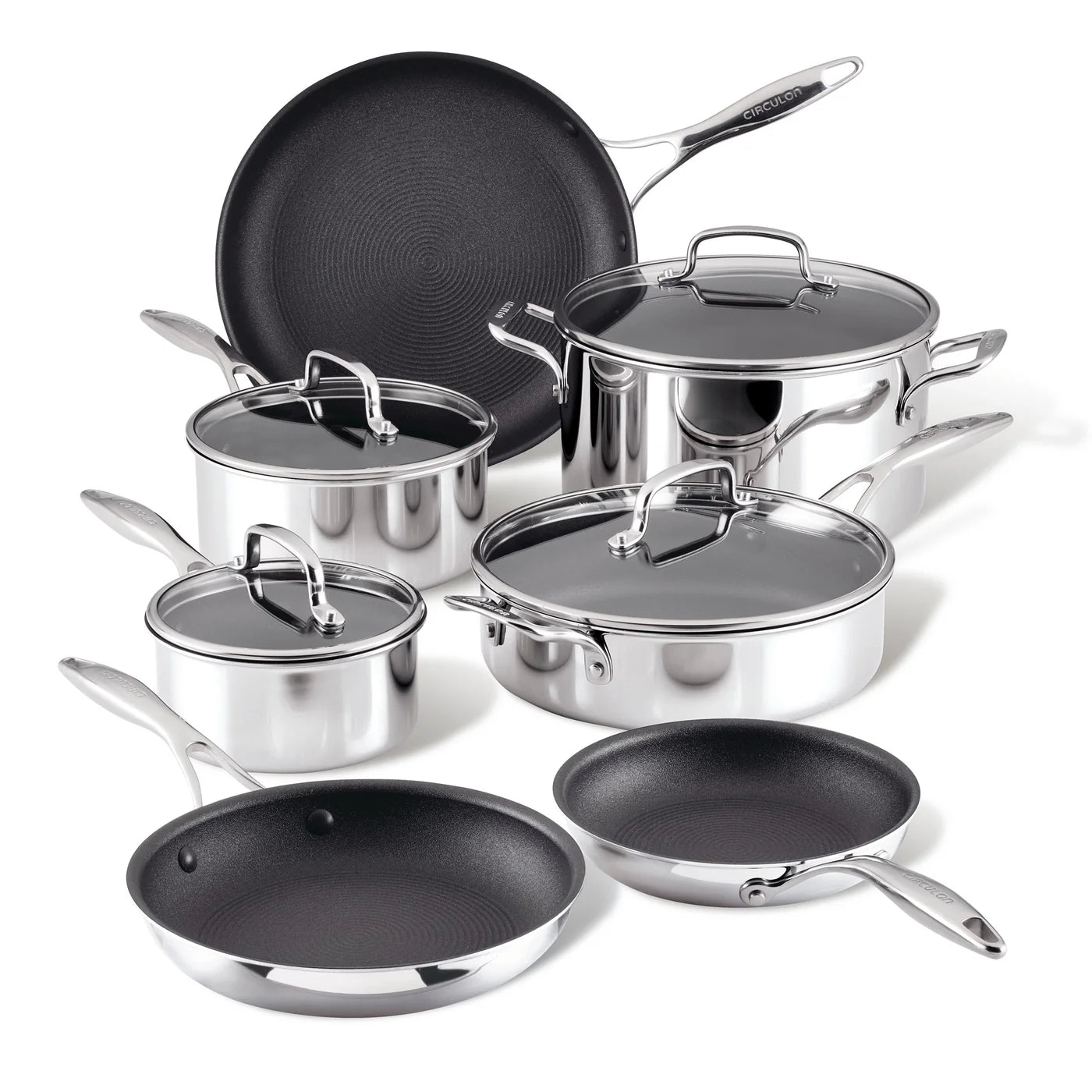 Circulon Clad Series 7 Piece Cookware Set – Stainless Steel Non-Stick - Mustard