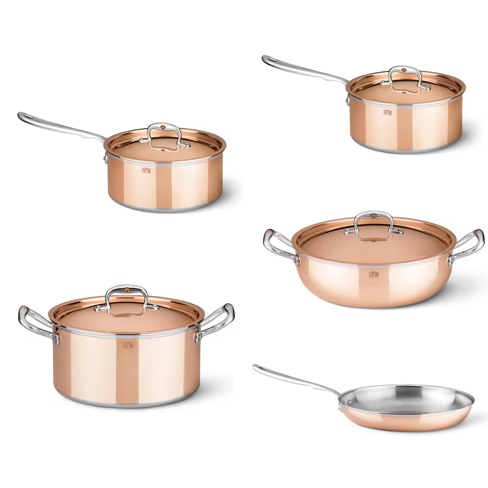 Ruffoni Con Classe 9 Piece Cookware Set – Copper Induction Suitable - Mustard