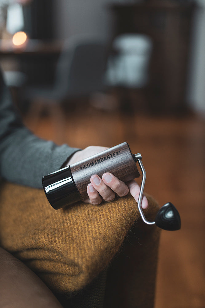 Comandante C40 Nitro Blade Coffee Grinder MK4 - Chocolate Fineline - Mustard