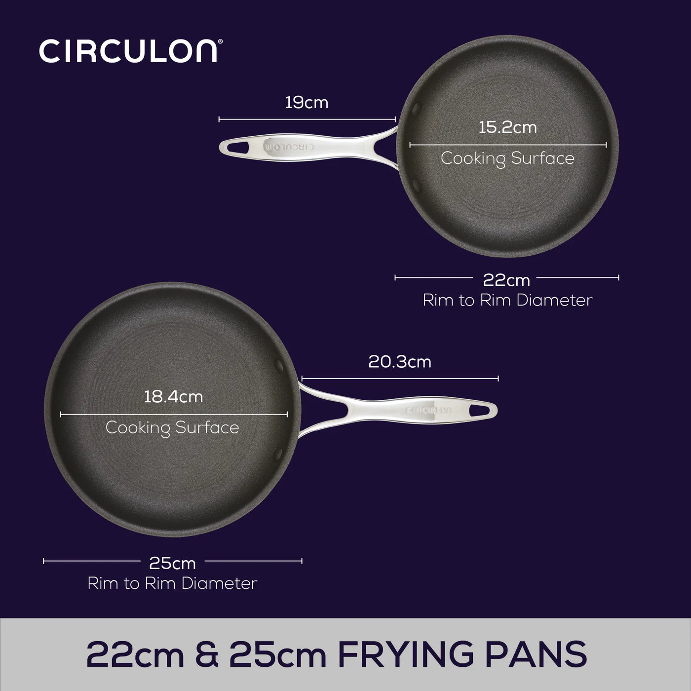 Circulon ScratchDefense Frying Pan Set – 22cm & 25cm Non-Stick Twin Pack - Mustard