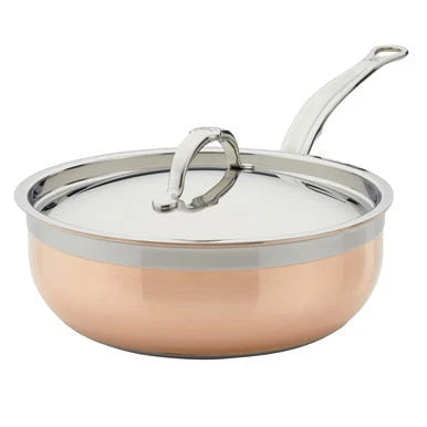Hestan CopperBond Essential Pan with Lid & Helper Handle – 28cm 4.7L - Mustard
