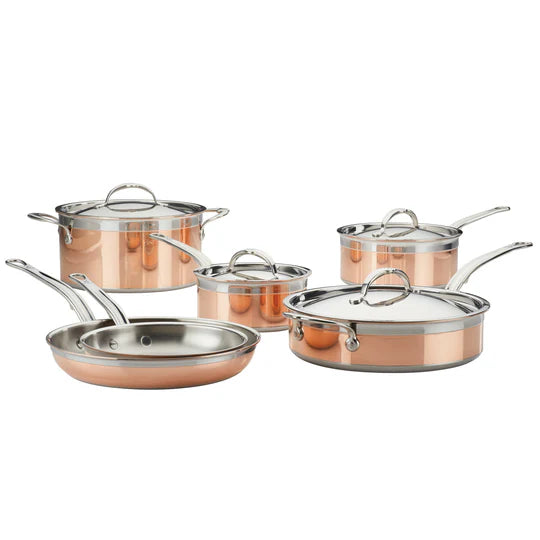 Hestan CopperBond 6 Piece Cookware Set – Copper Core Induction Suitable - Mustard