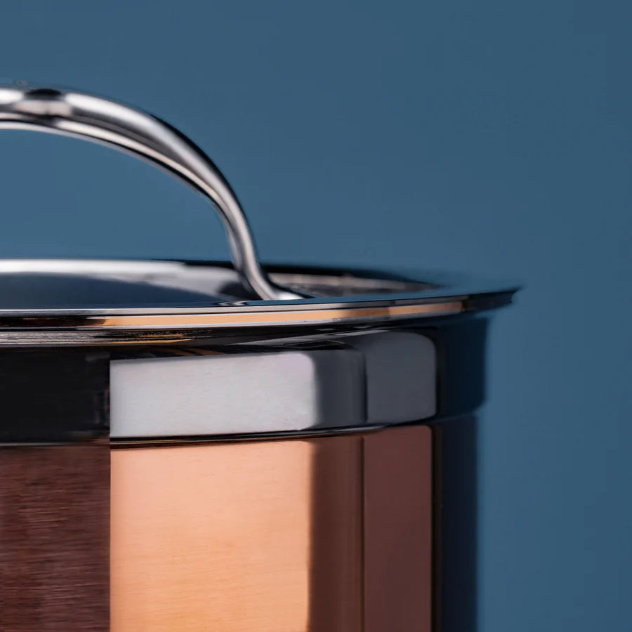 Hestan CopperBond Copper Saucepan with Lid – 16cm, 18cm, 20cm or 22cm - Mustard