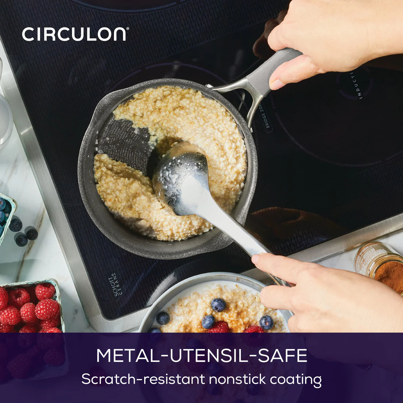 Circulon A1 Straining Saucepan with Lid – 16cm or 18cm Non-Stick - Mustard