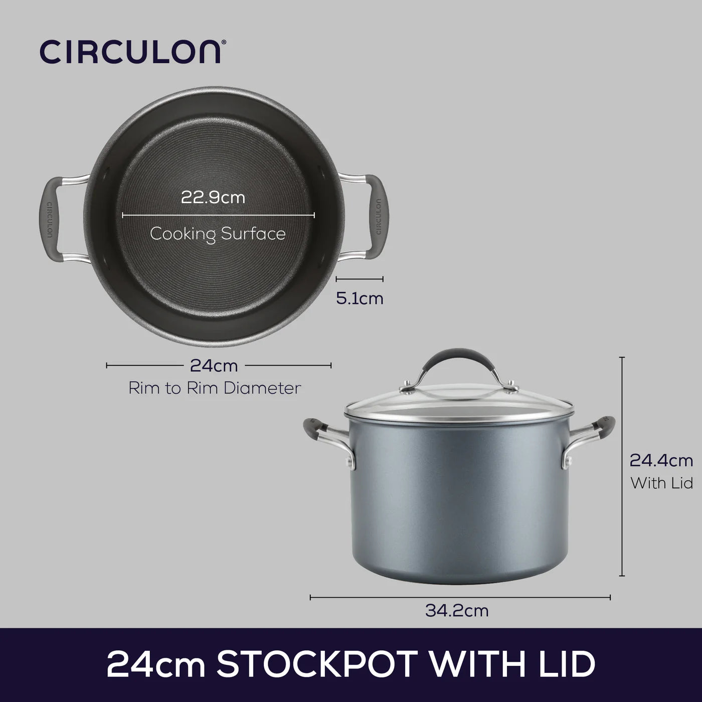 Circulon ScratchDefense Stockpot with Lid – 24cm 7.6L Non-Stick - Mustard