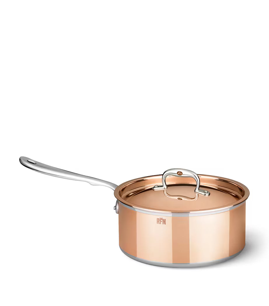Ruffoni Con Classe Copper Saucepan with Lid – Stainless Steel Lined - Mustard