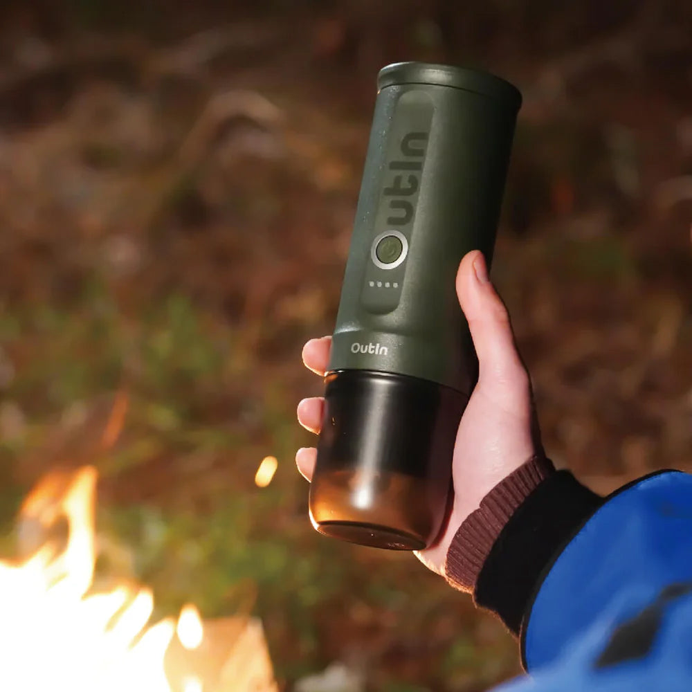 OutIn Nano Portable Espresso Machine (Forest Green) - Mustard