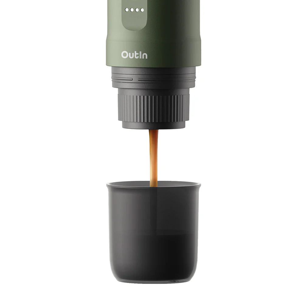 OutIn Nano Portable Espresso Machine (Forest Green) - Mustard