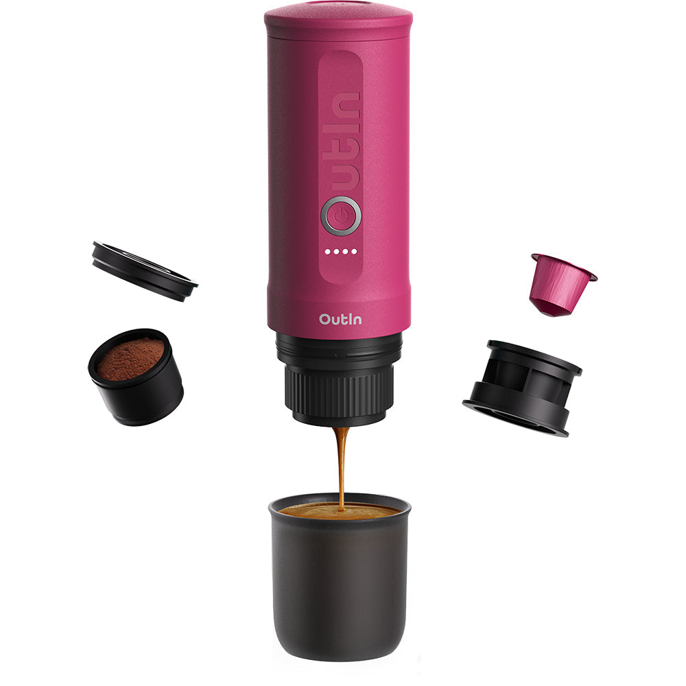 OutIn Nano Portable Espresso Machine – Fuchsia Pink - Mustard