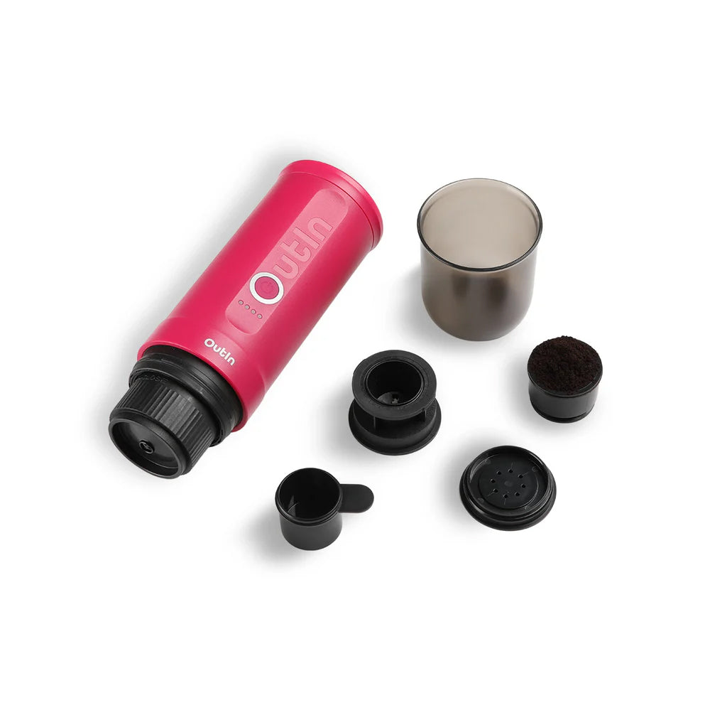 OutIn Nano Portable Espresso Machine – Fuchsia Pink - Mustard
