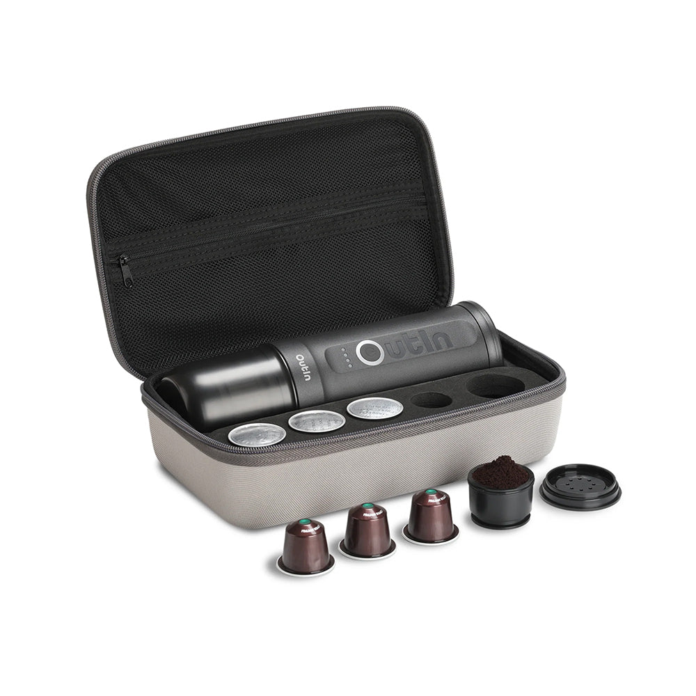 OutIn Traveler Nano Portable Espresso Machine Gift Set (Space Grey) - Mustard