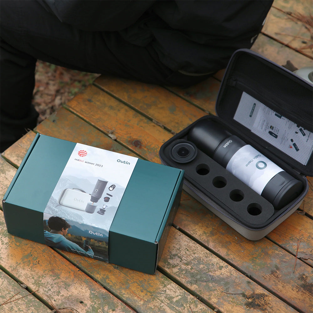 OutIn Traveler Nano Portable Espresso Machine Gift Set (Space Grey) - Mustard