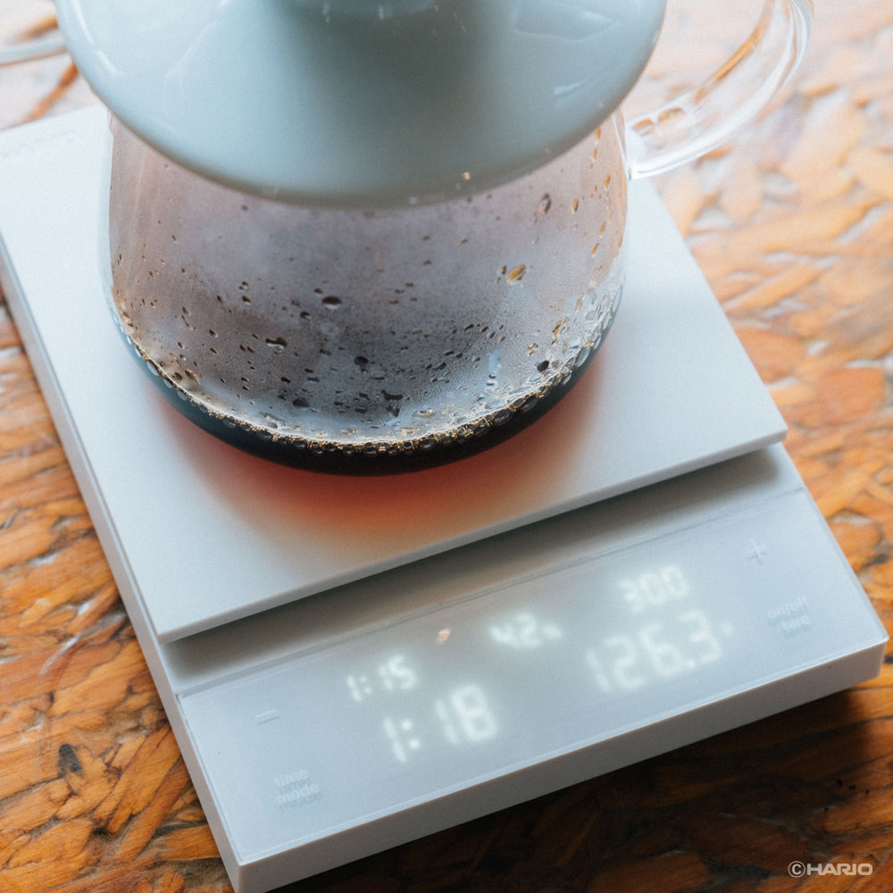 Hario Polaris Coffee Scale (White) - Mustard