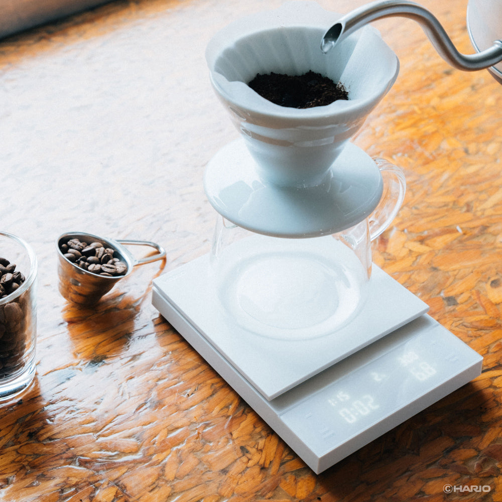 Hario Polaris Coffee Scale (White) - Mustard