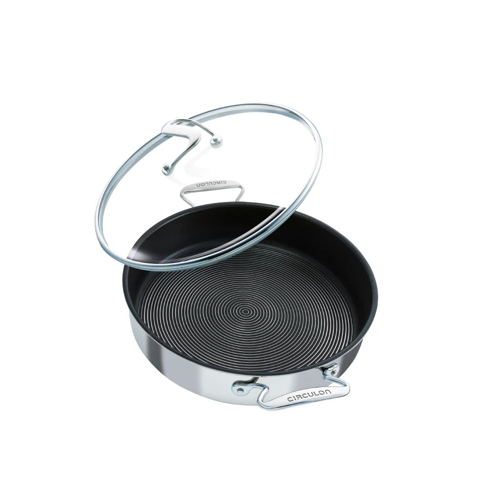 Circulon SteelShield Sautéuse Pan with Lid – 30cm 4.7L Stainless Steel - Mustard