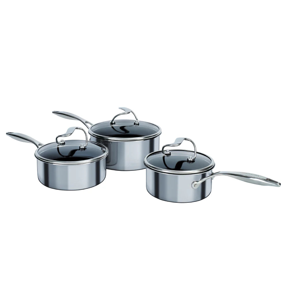 Circulon SteelShield Saucepan Set – 16cm 18cm 20cm Non-Stick Induction - Mustard