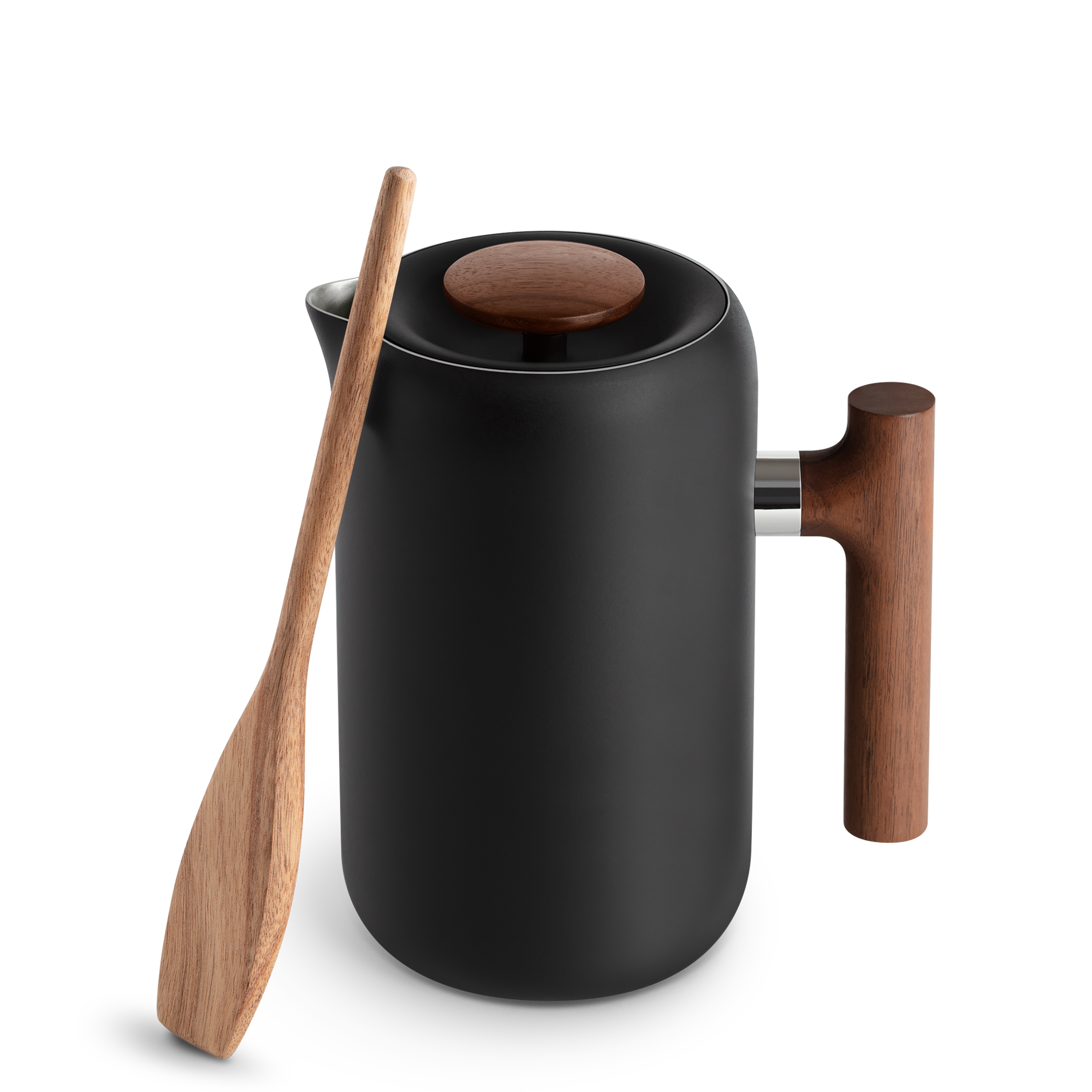 Fellow Clara French Press - 24oz - Matte Black & Walnut Handle - Mustard