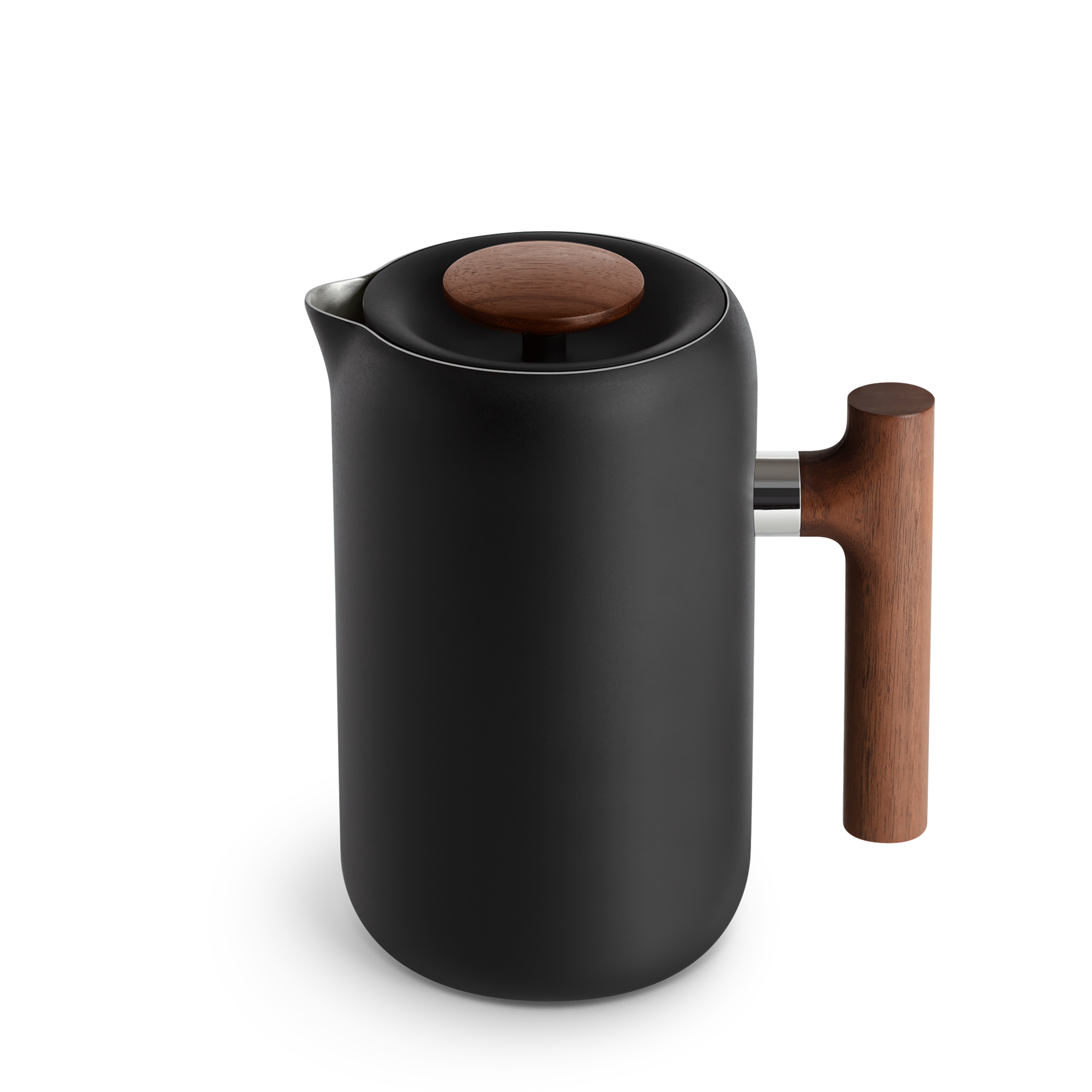Fellow Clara French Press - 24oz - Matte Black & Walnut Handle - Mustard