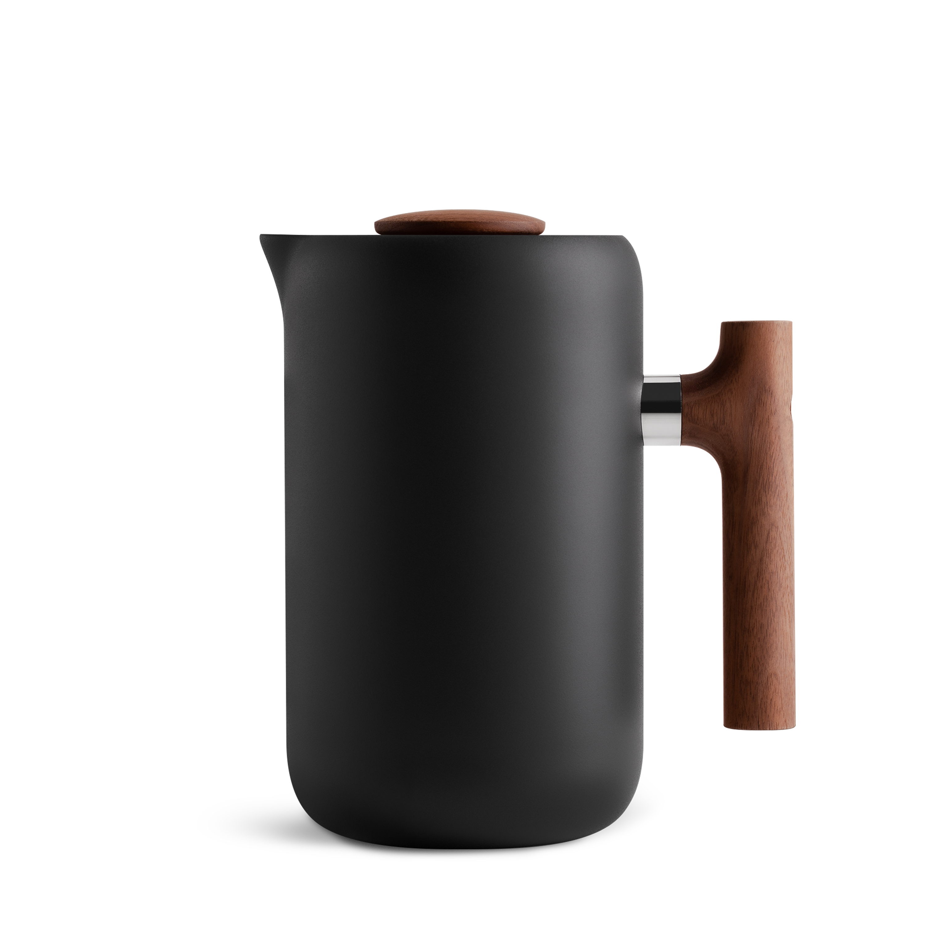 Fellow Clara French Press - 24oz - Matte Black & Walnut Handle - Mustard
