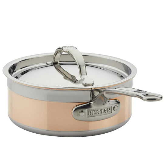 Hestan CopperBond Saucepan with Lid & Helper Handle – 22cm 3.8L - Mustard