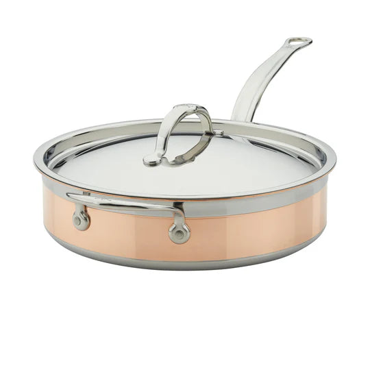 Hestan CopperBond Sauté Pan with Lid & Helper Handle – 26cm 3.3L - Mustard